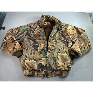 VTG Pella Products Camo Hunting Jacket Men’s Large Advantage Timber Fleece Lined
